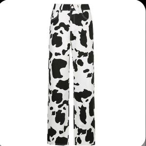 Cow print jeans